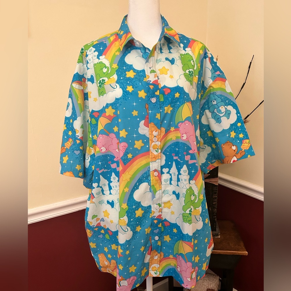 HTF ASOS Men’s Care Bear Boxy Oversized Button Down Shirt Size Large